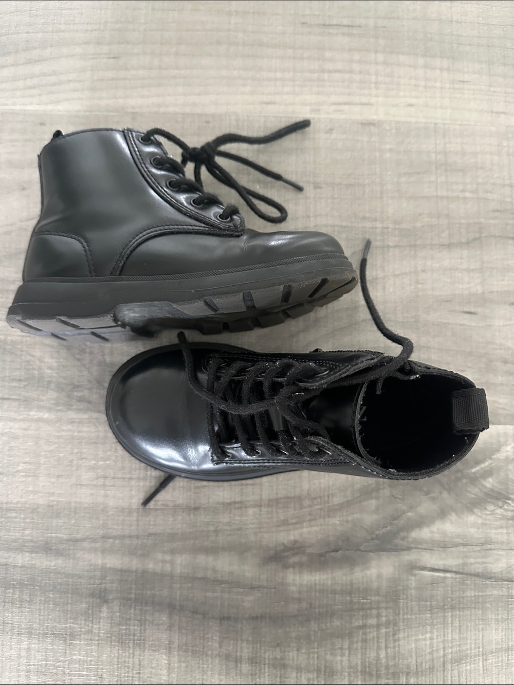 Zara Kids Black Lace-Up Combat Boots